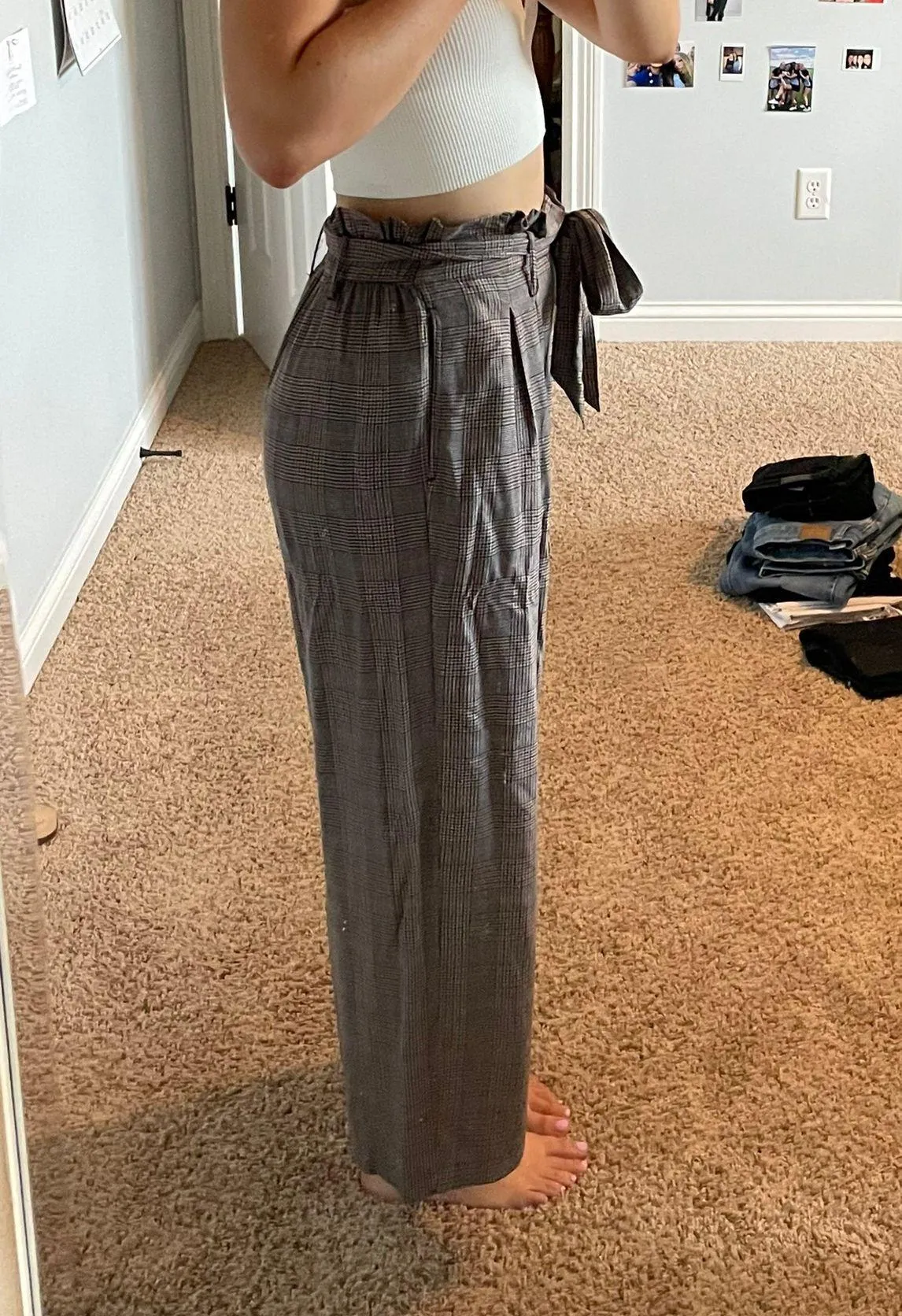 American Eagle Plaid Paper Bag Pants - Image 2