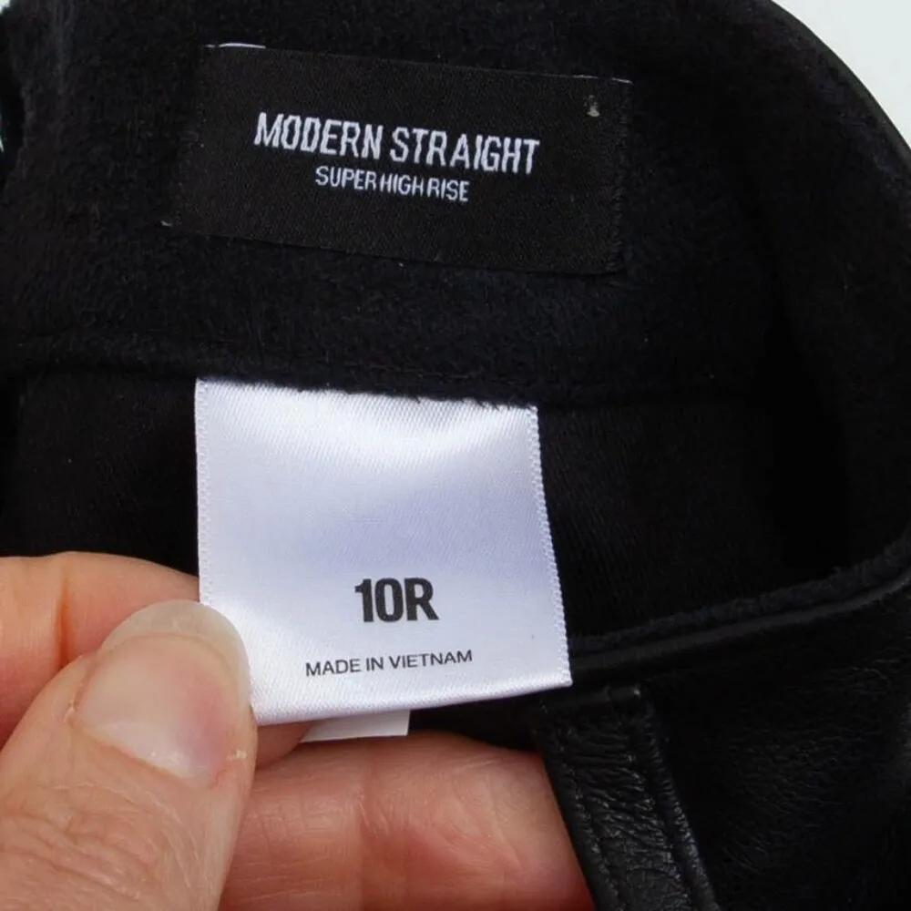 Express Womens Faux Leather Super High Rise Straight Leg Pants Size 10R Edgy Y2K - Image 7