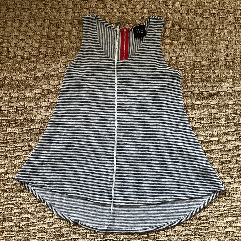 Anthropologie W5 Lagenlook Linen Blend Blue White Striped Tunic Shirt S USA - Image 7