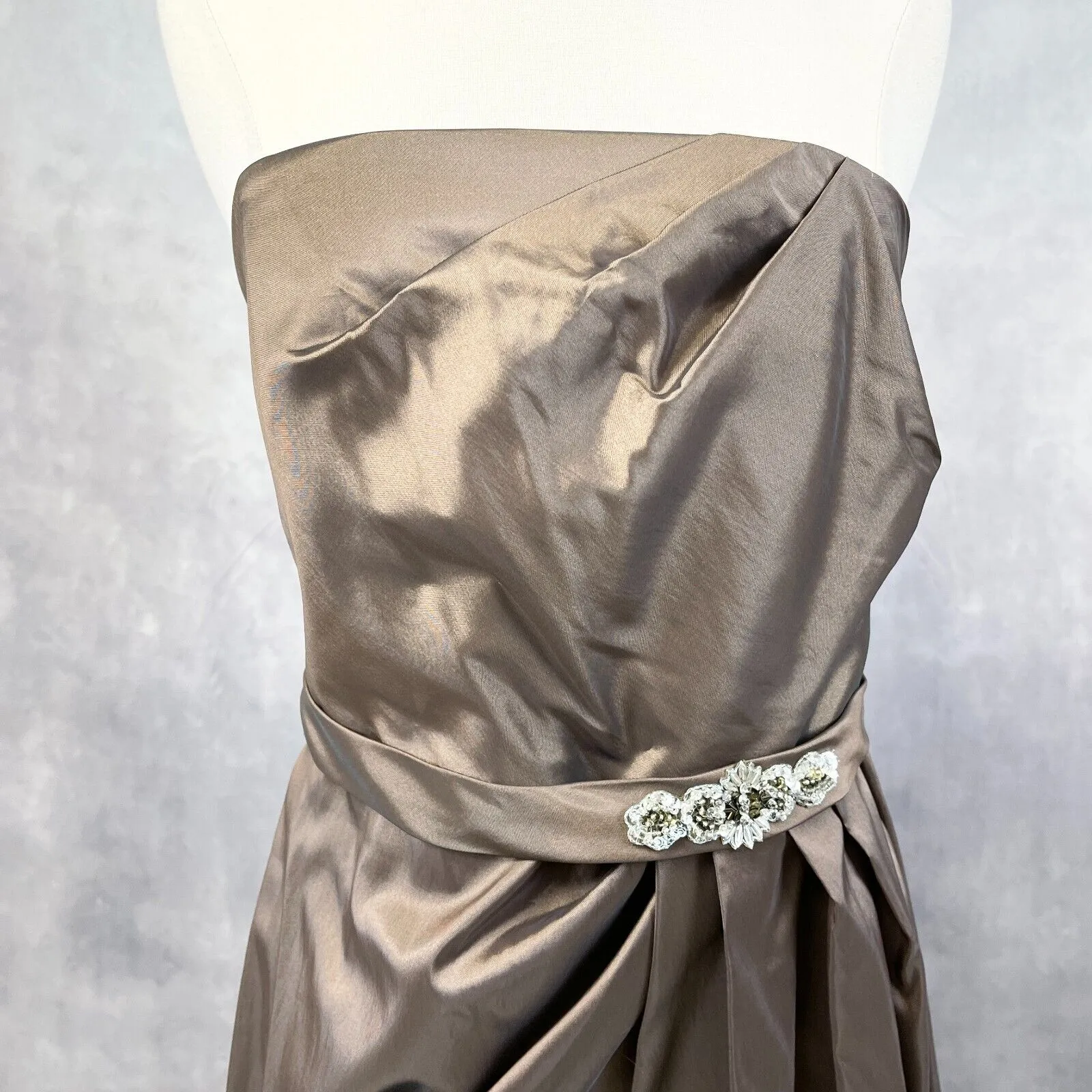 Davids Bridal Strapless Dress Womens Size 10 Brown Bridesmaid‎ Prom Dressy Gala - Image 4