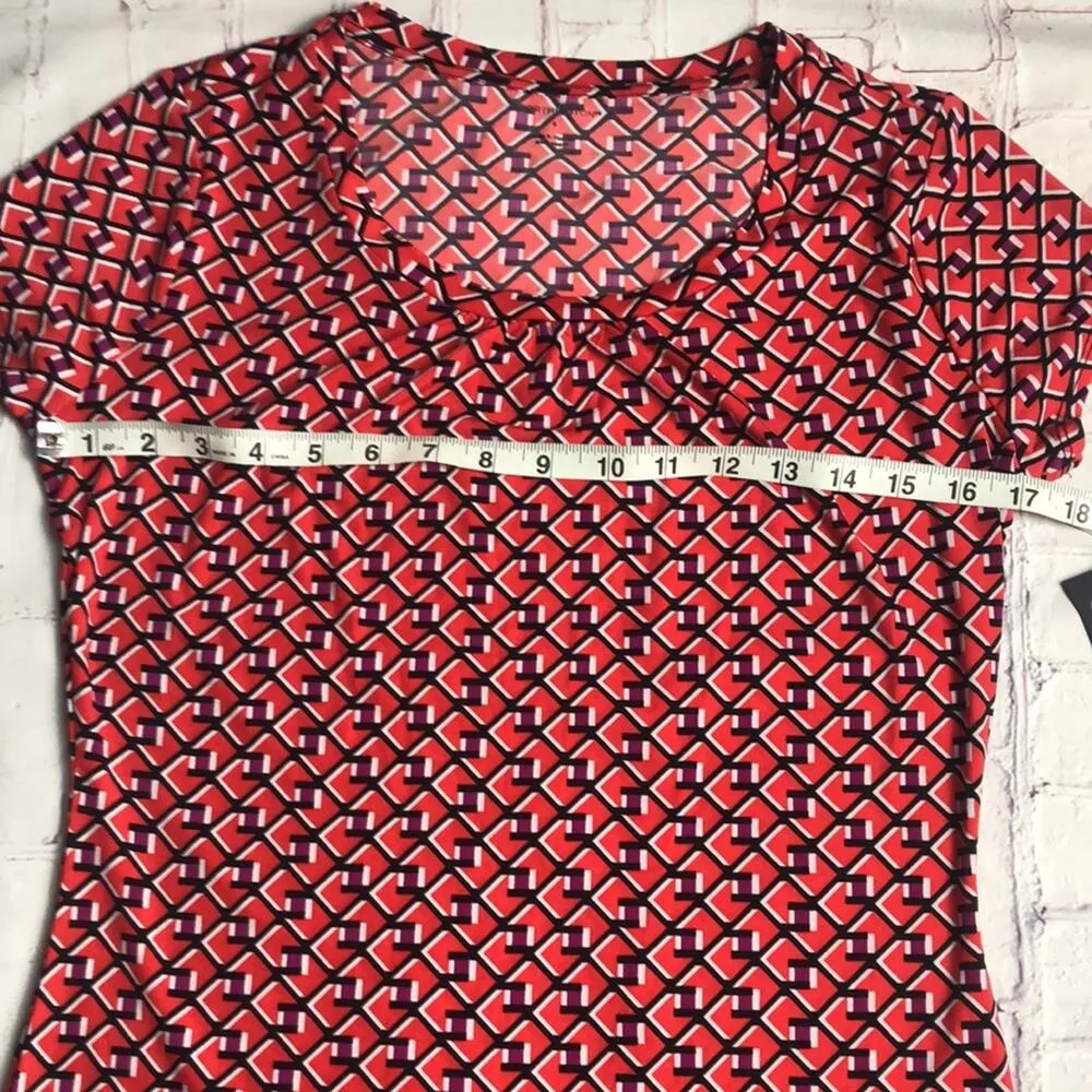 Worthington Womens Short Sleeve Printed Professional Style Blouse Sz S - Image 7