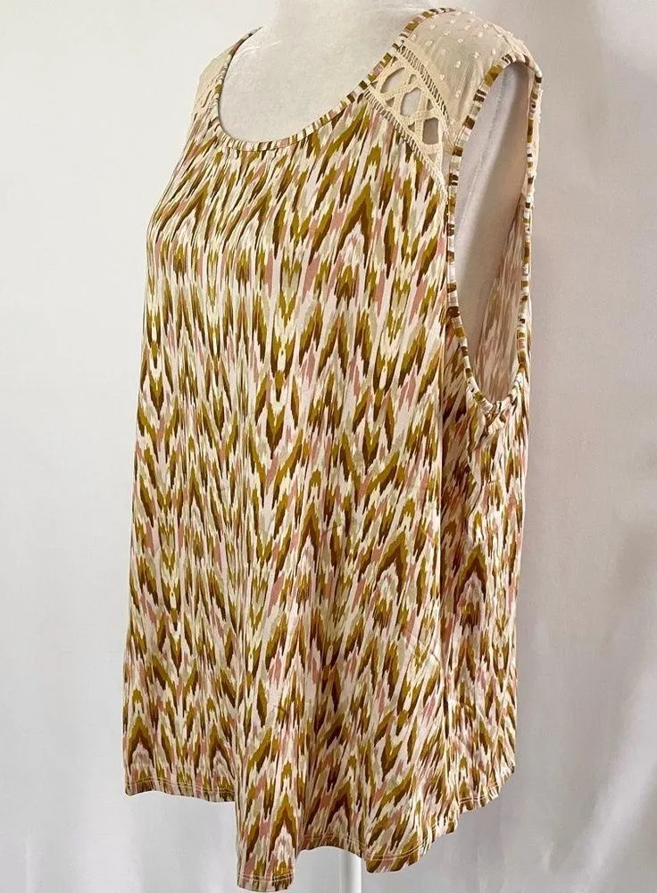 New  Crochet Swiss Dot Printed Knit Tank Top Waicy Oat Size XXL - Image 5