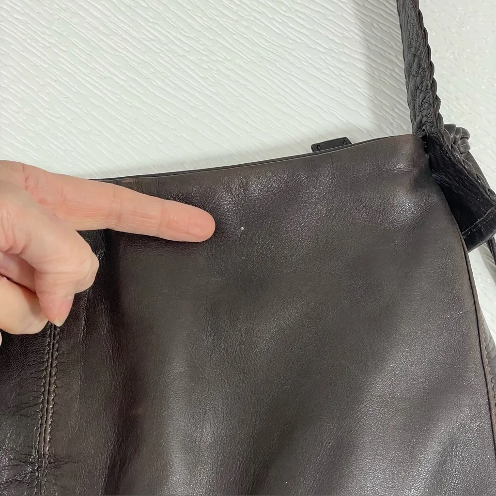 Paolo Masi Brown Leather Buttery Soft Shoulder Bag with Braided Leather Strap - Image 6