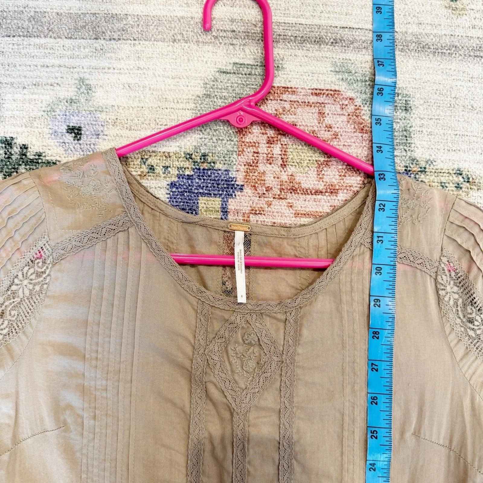 Free People Womens Cottagecore Lace Dress Sz 4 Romantic Prairie Victorian Inspo - Image 7