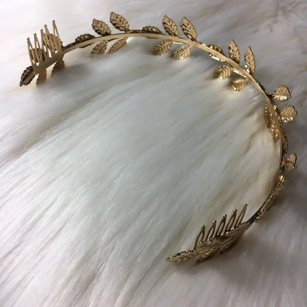 GOLD Metal Leaf Athena Greek Headband Hair Piece - Image 5