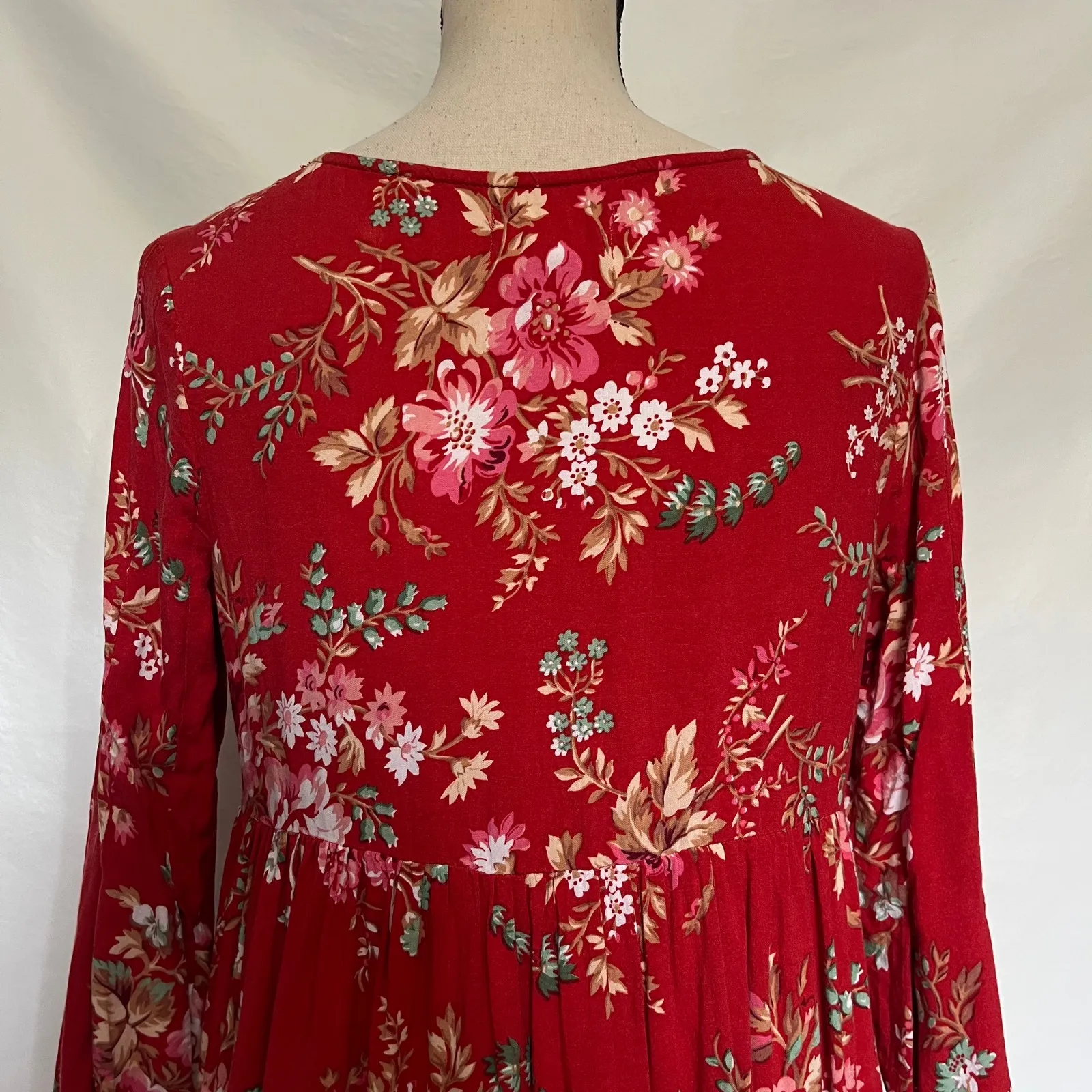 Denim & Supply Ralph Lauren Babydoll Dress Sz Med Boho Festival Hippie Floral Orange - Image 8