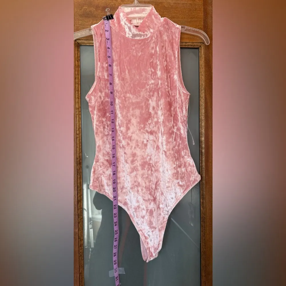 And Now This Blushing Bloom Crushed Velvet Pastel Pink Bodysuit NWT - Image 7