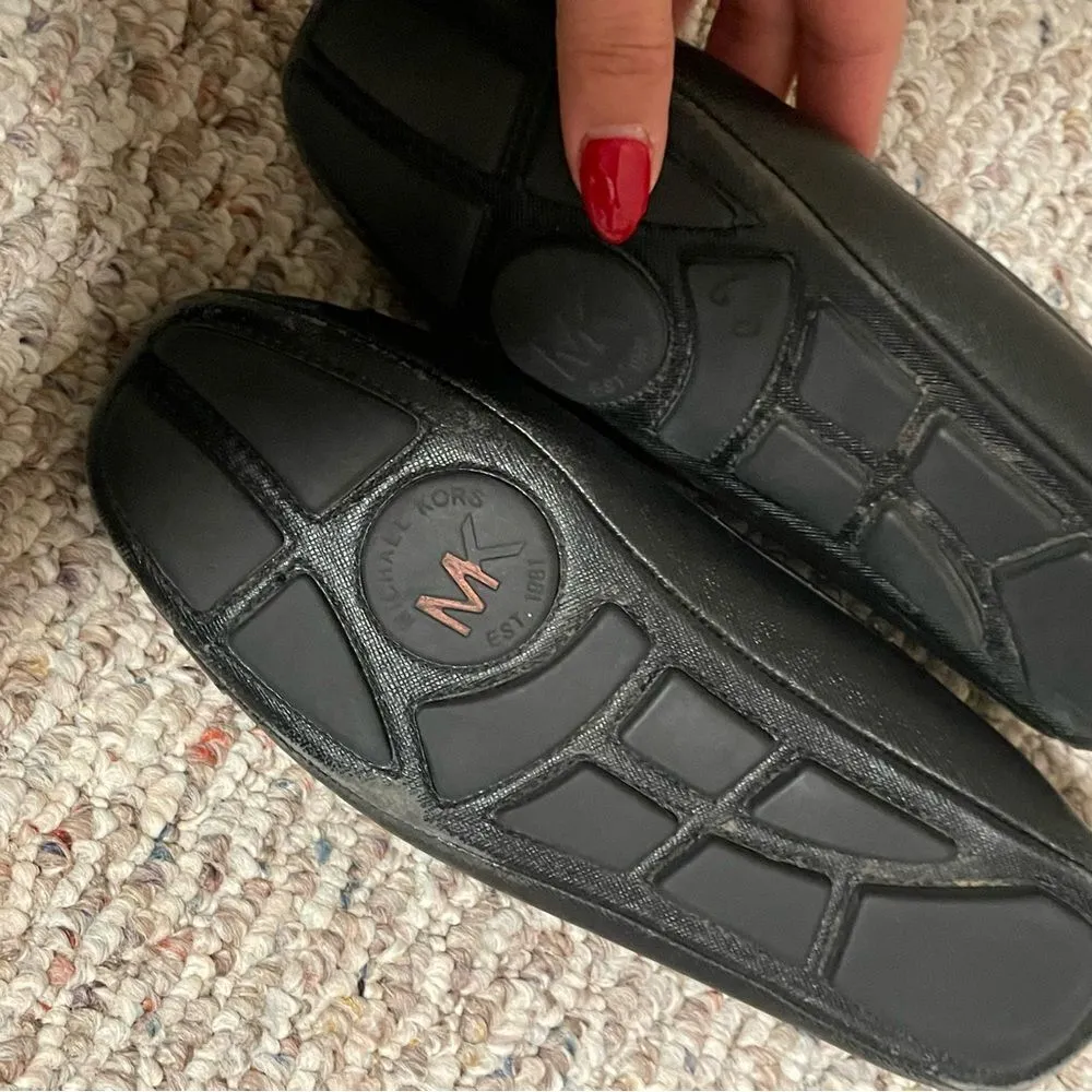 Michael Kors Leather Fulton Moc Flat Black Silver Hardware- Size 7 - Image 5