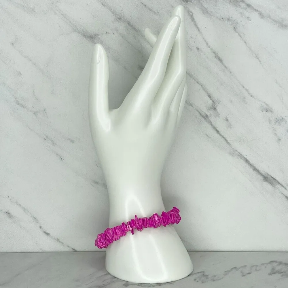 Pink Purple Puka Shell Beaded Screw Clasp Bracelet - Image 2