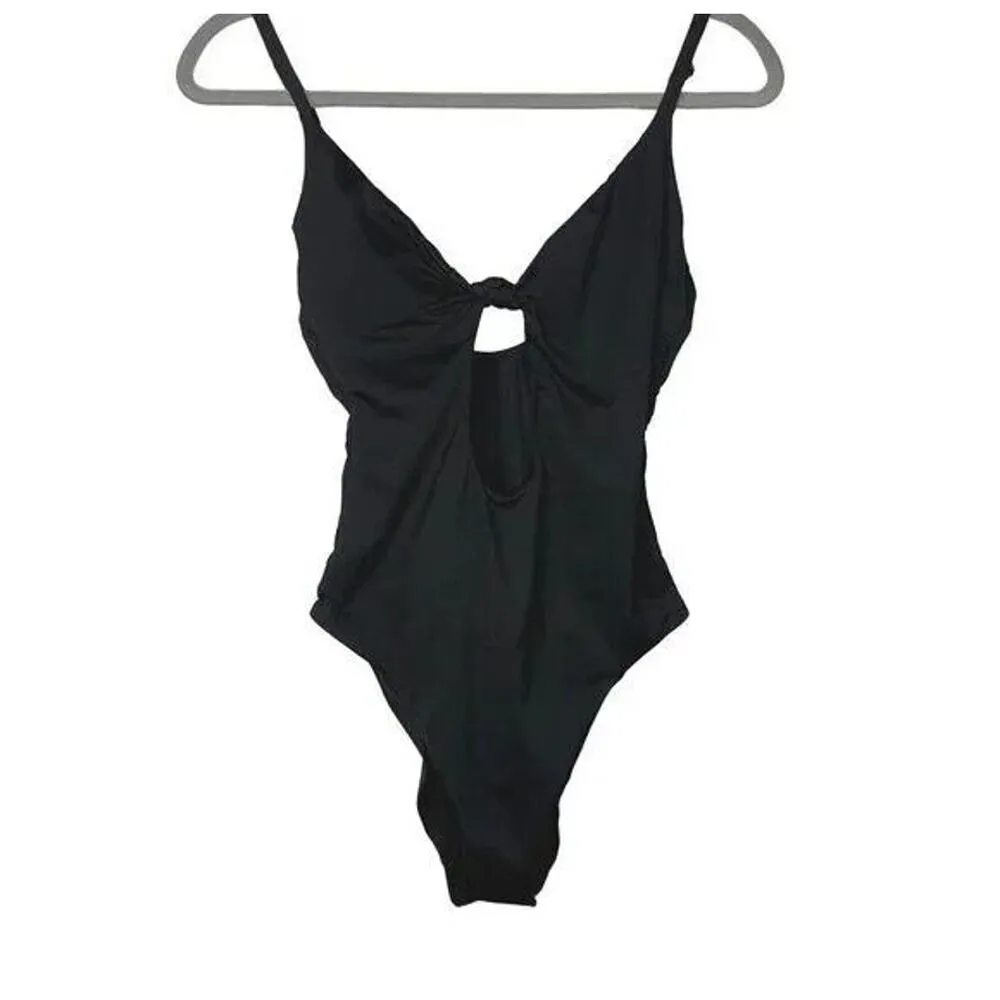 NWT Andie The Santorini Knot Key Hole OnePiece Swimsuit Removable Cups 3XL Black - Image 2