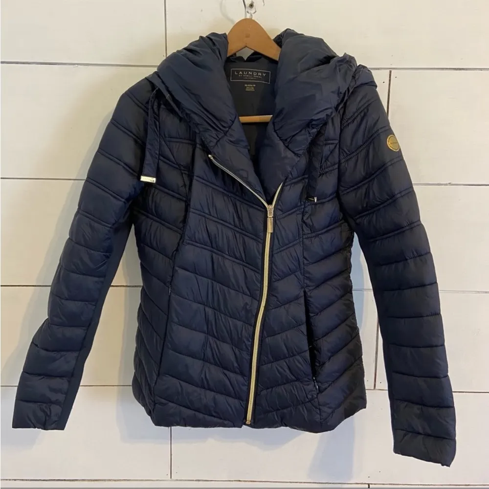 Laundry by Shelli Segal Asymmetrical Hooded
Packable Puffer Coat in Petr… - Image 2