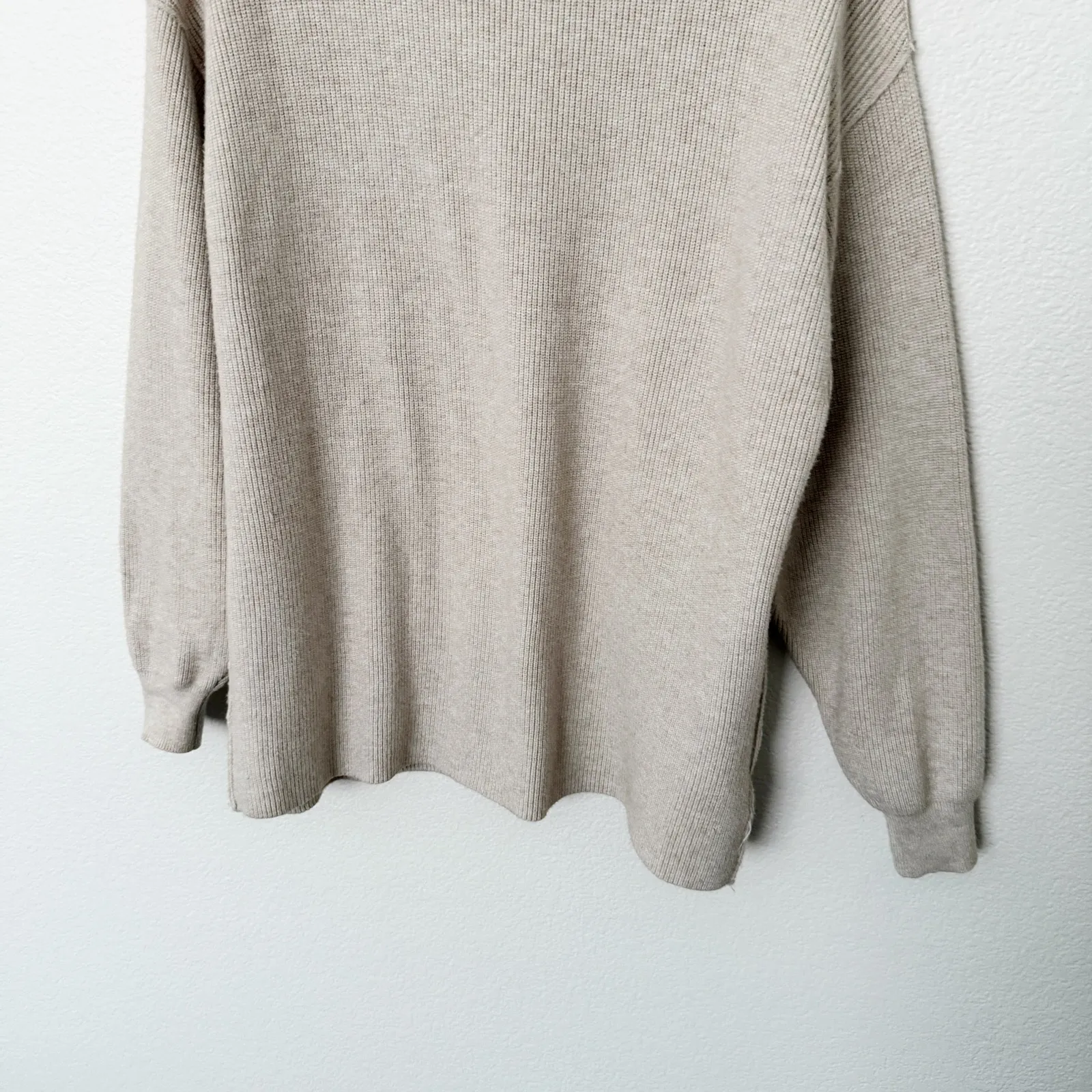[Free People] Tan Softly Structured Tunic Sweater Oversized Turtleneck Sz Small - Image 7