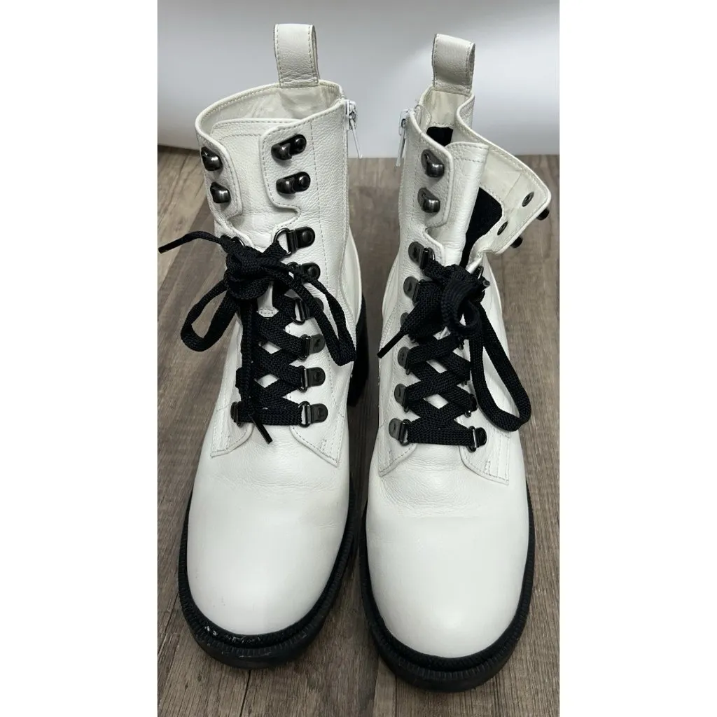 BP. Nordstrom Taylor-Lea White Leather Lace Up Platform Combat Boots Women’s 7M - Image 2