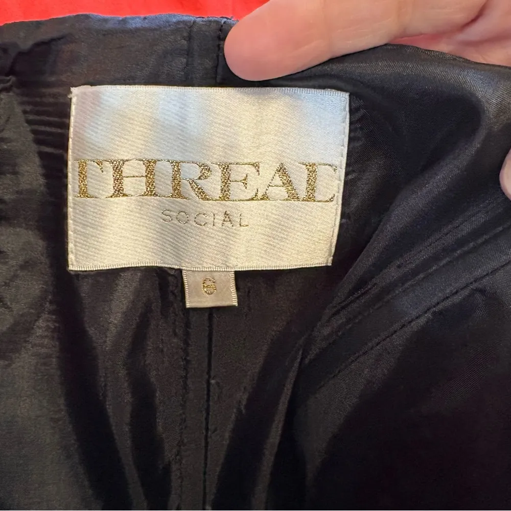 USA Vintage Thread Social Mini Dress Full Skirt Pin Up Retro Orange Black Heart Size 6 - Image 4