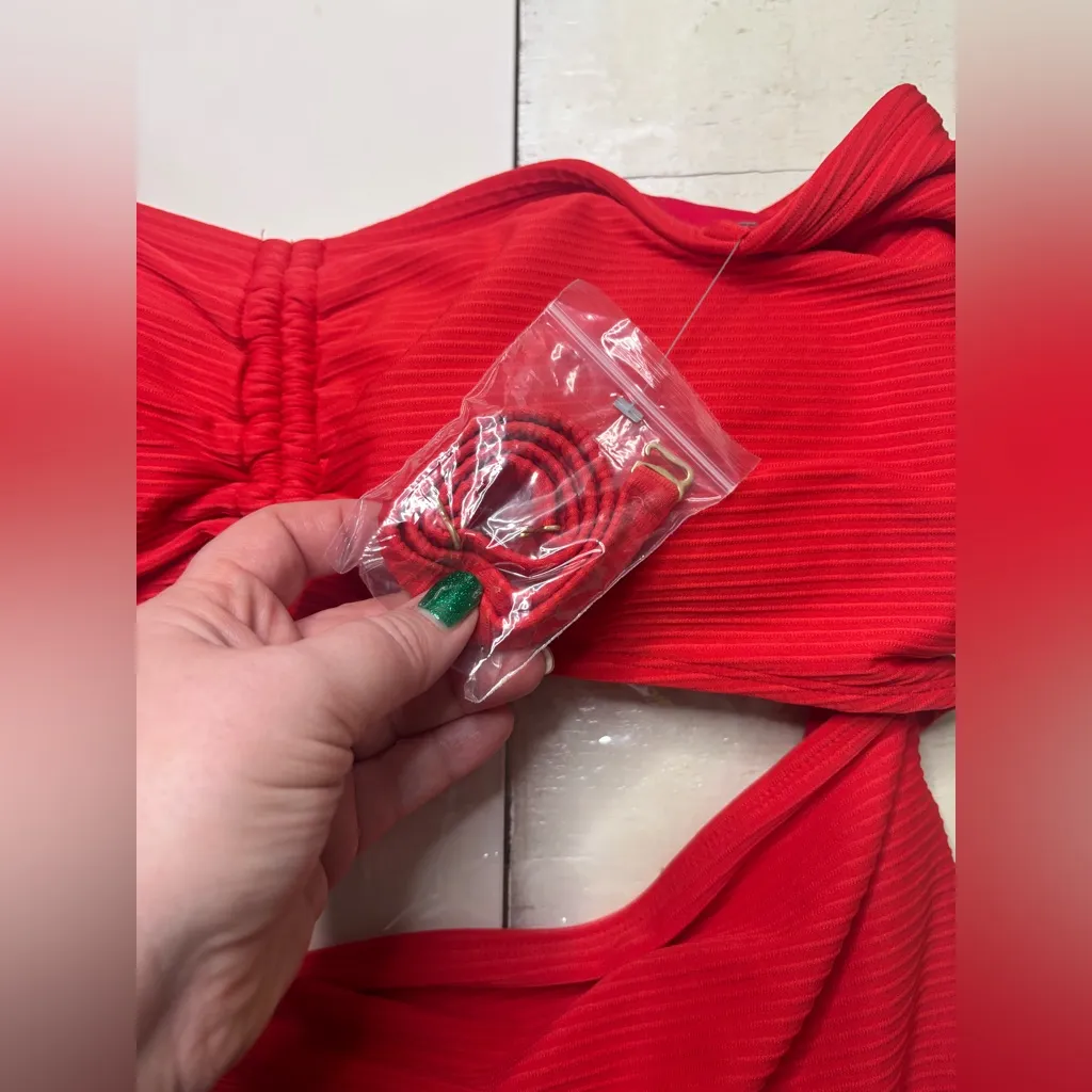 Time And Tru Plus Size One Piece Cutout Swim Suit Size 3X New Red 24W - Image 8