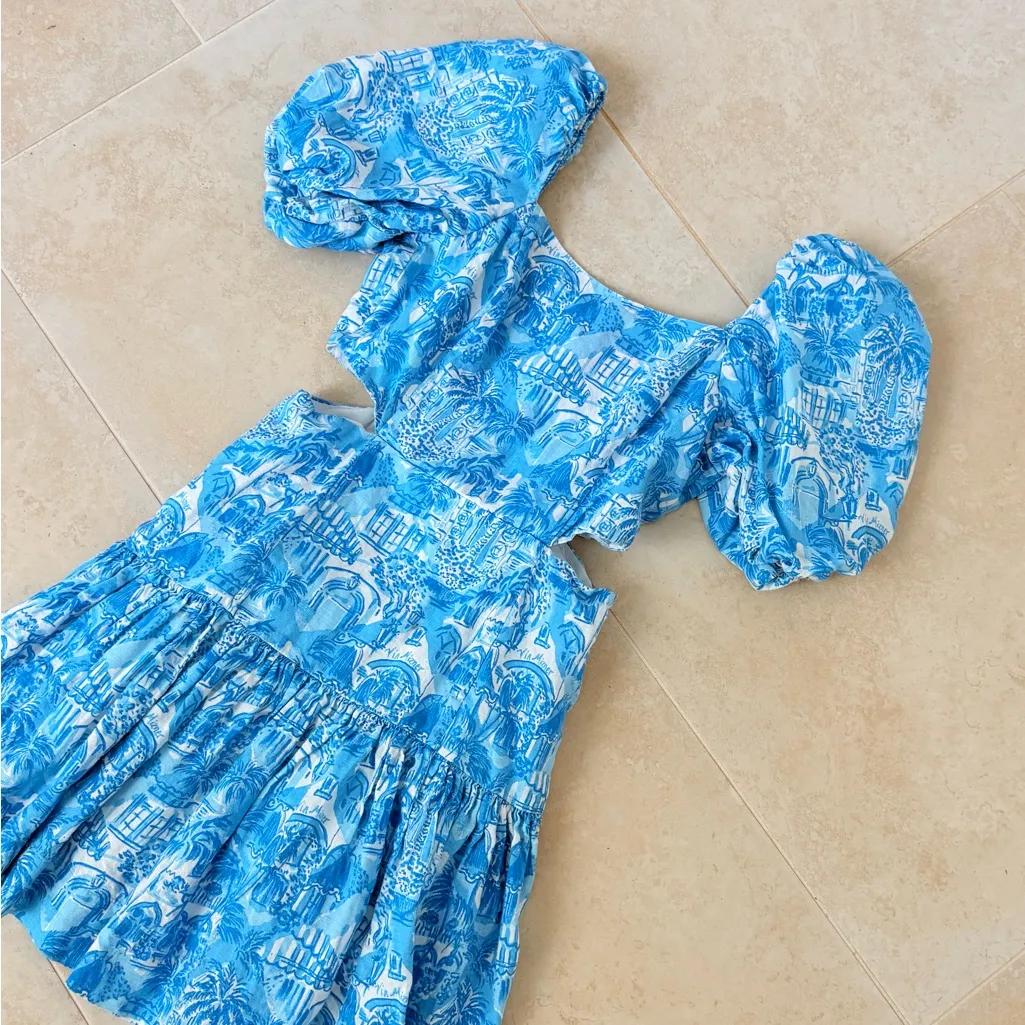 $248 Lilly Pulitzer Kylanne Amalfi Blue Sunny State Of Mind Mini Dress Sz 4 - Image 6