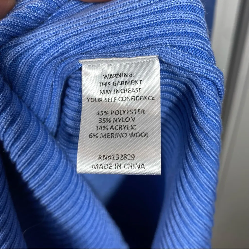 Song of Style Laire Rib Knit Midi Dress Merino Wool Blend Cornflower Blue Small - Image 5