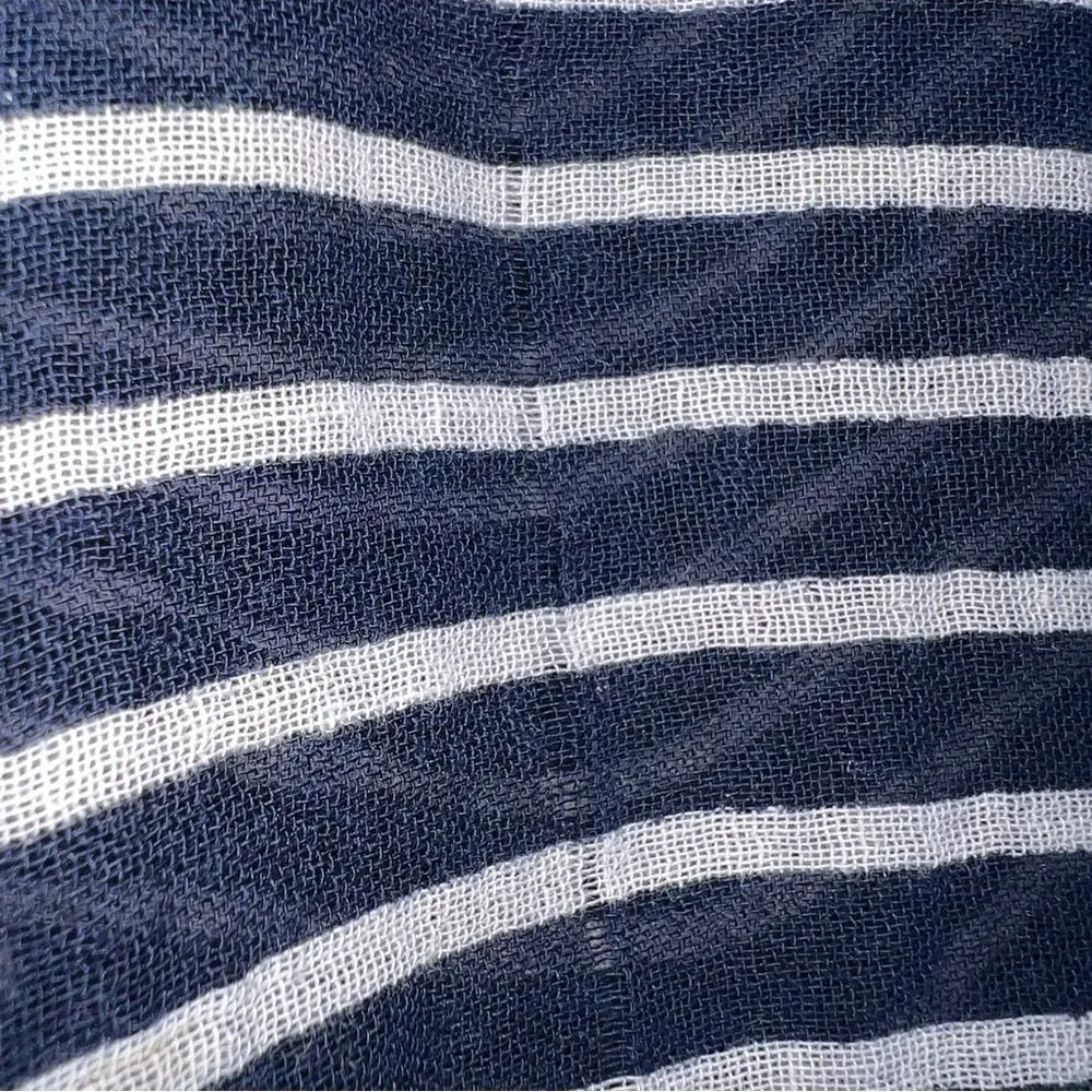 J. Crew Factory Sheer Navy and White Wide Neck Top w/Pocket on the Chest - Image 12