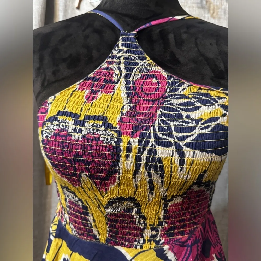 Urban outfitter strappy floral NWT smocked Batik Print skater halter dress XS - Image 6
