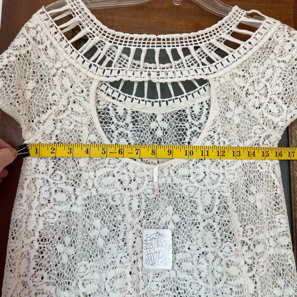Free People NWT Ivory XS Lace Keyhole Top Dress - Image 8