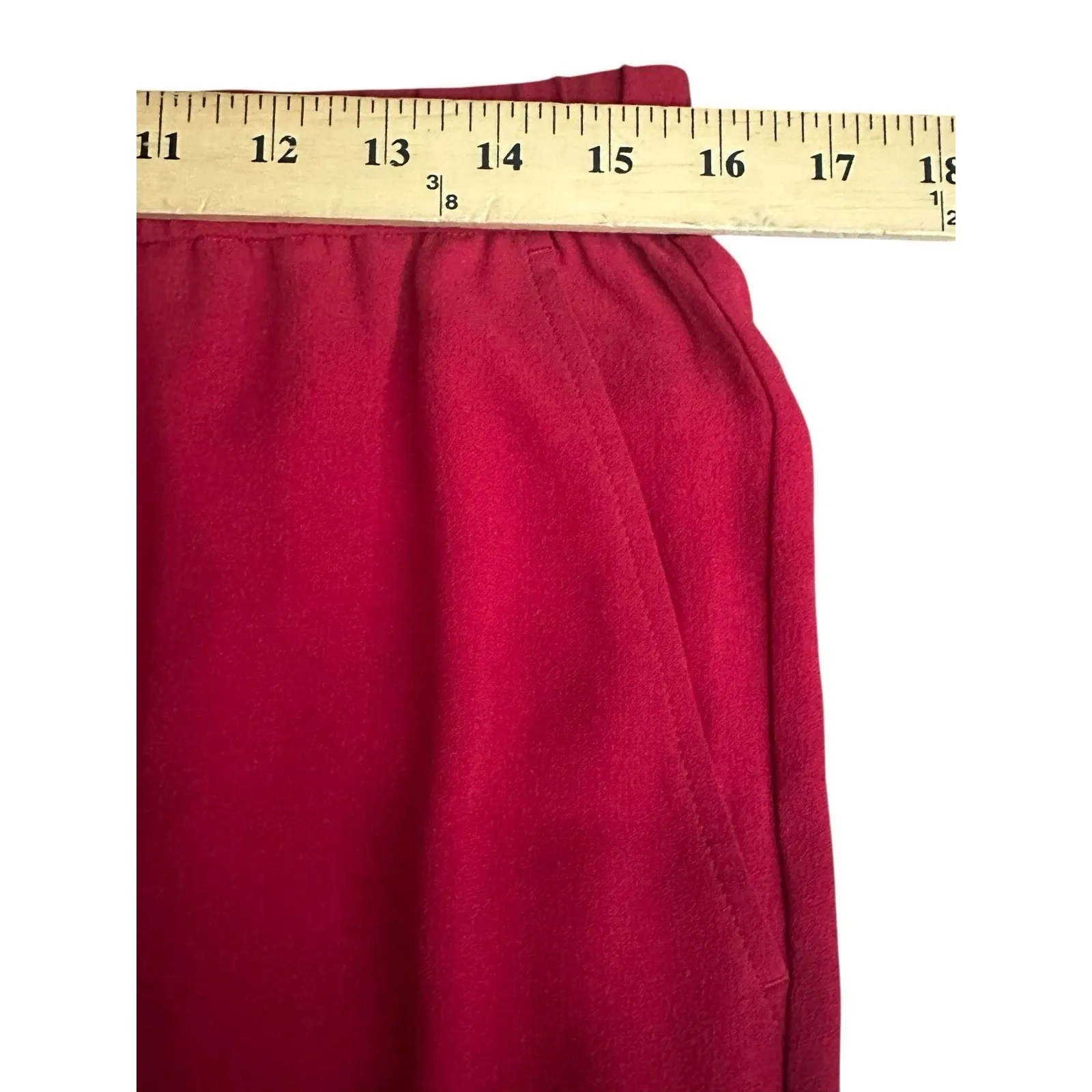 Eileen Fisher Pants Women's Sz Medium Red 100% Silk Wide Leg Dressy #CD7-0 - Image 4