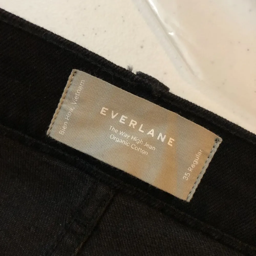 Everlane The Way-High Jean Raw Hem Stretch Coal Black Size 35 - Image 11