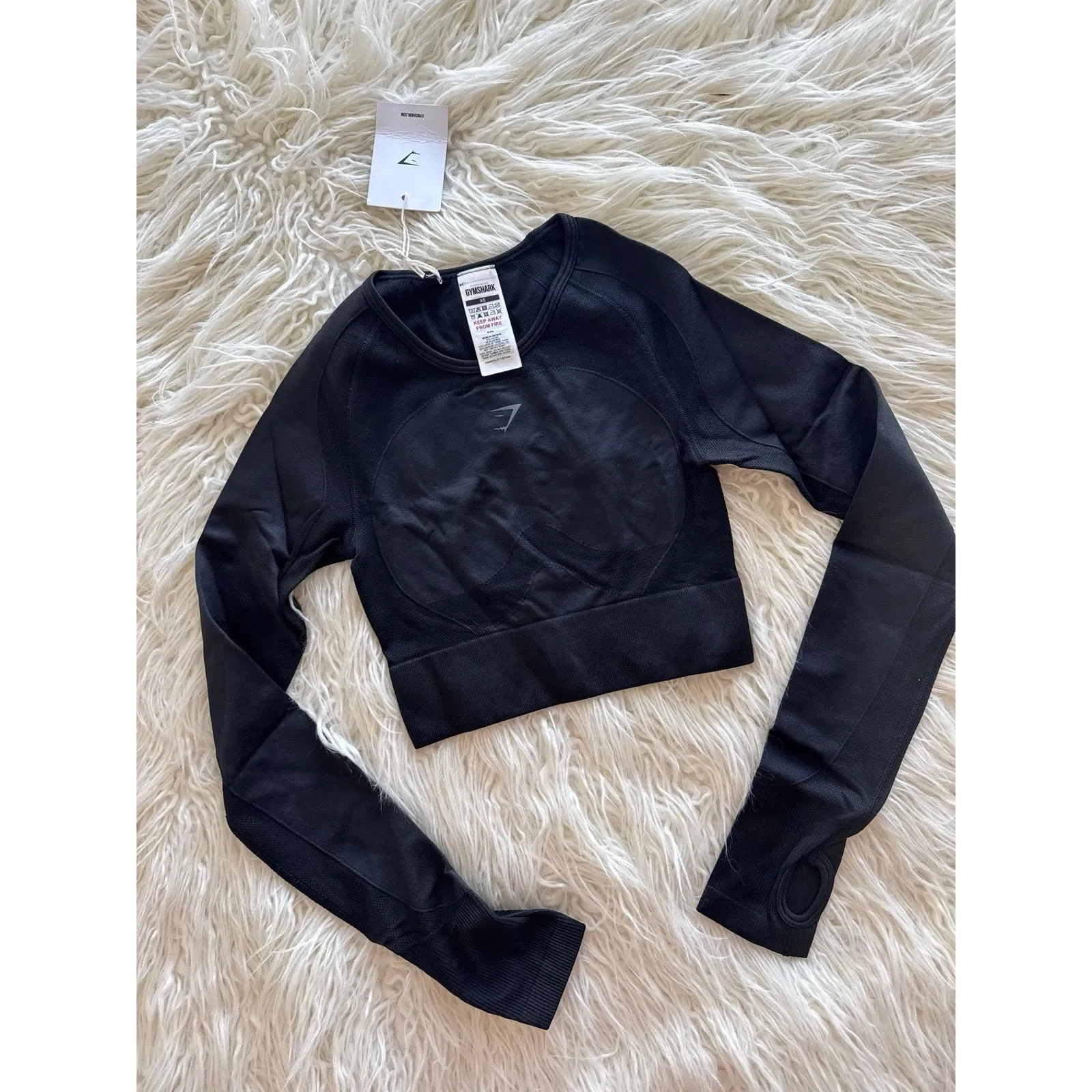 Gymshark Flex Long Sleeve Crop Top Black Size XS - Image 2