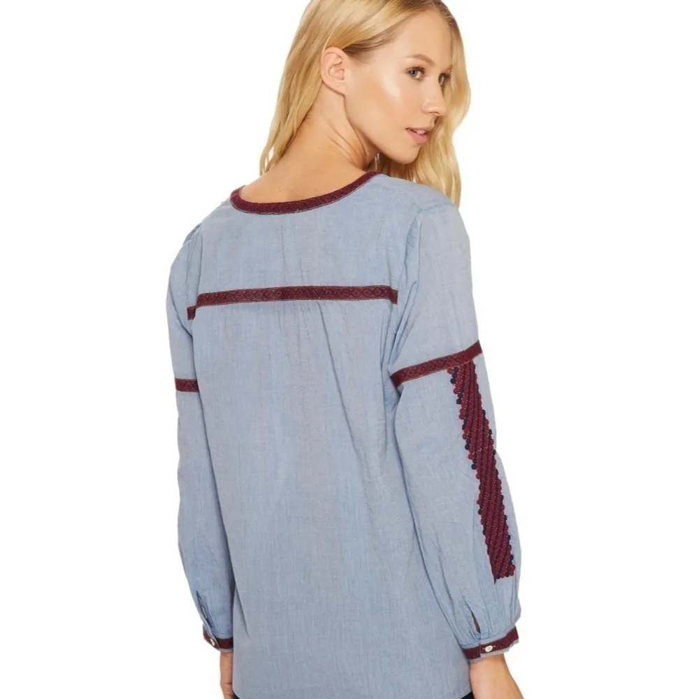 Joie Marlen Embroidered Chambray Blouse Size XS - Image 2