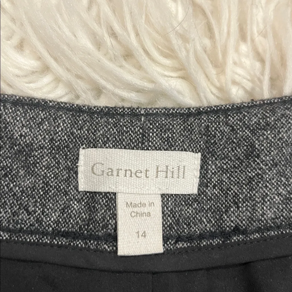 Garnet Hill wool blend lined wide leg trouser pants peppered tweed 14 - Image 5