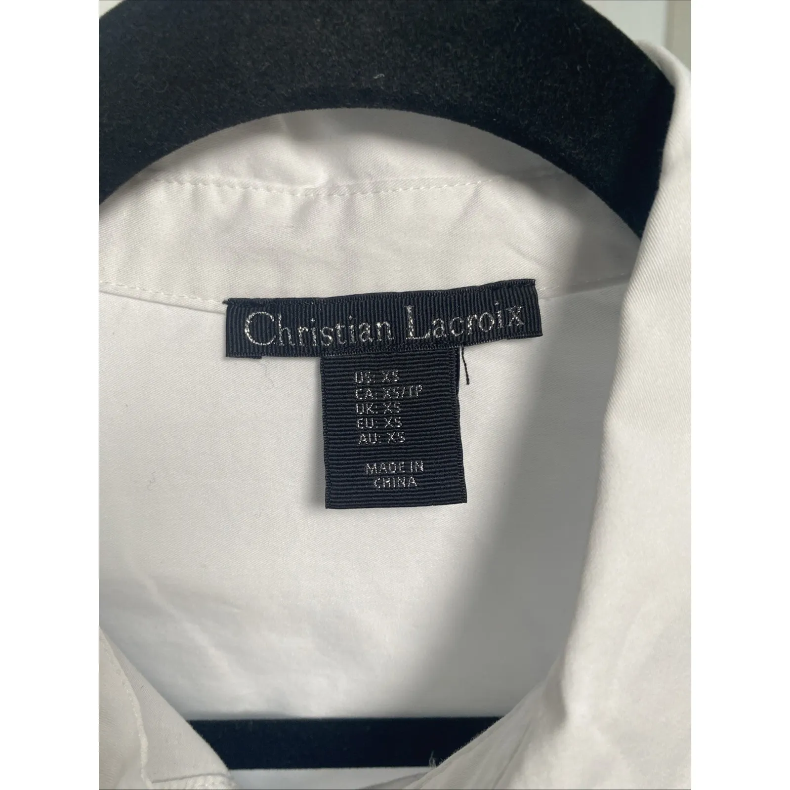 Christian LaCroix Womens XS White Top Floral Embroidery Luxury Clean - Image 5