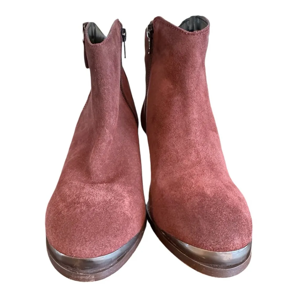 Diba sequoia suede burgundy maroon heeled ankle booties boots western southern Red Size 7 - Image 2