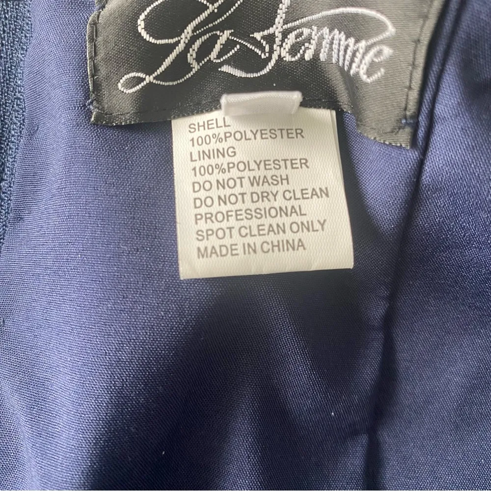 La Femme Embellished Tulle A-Line Maxi Navy Blue Evening Dress Size 6 - Image 7