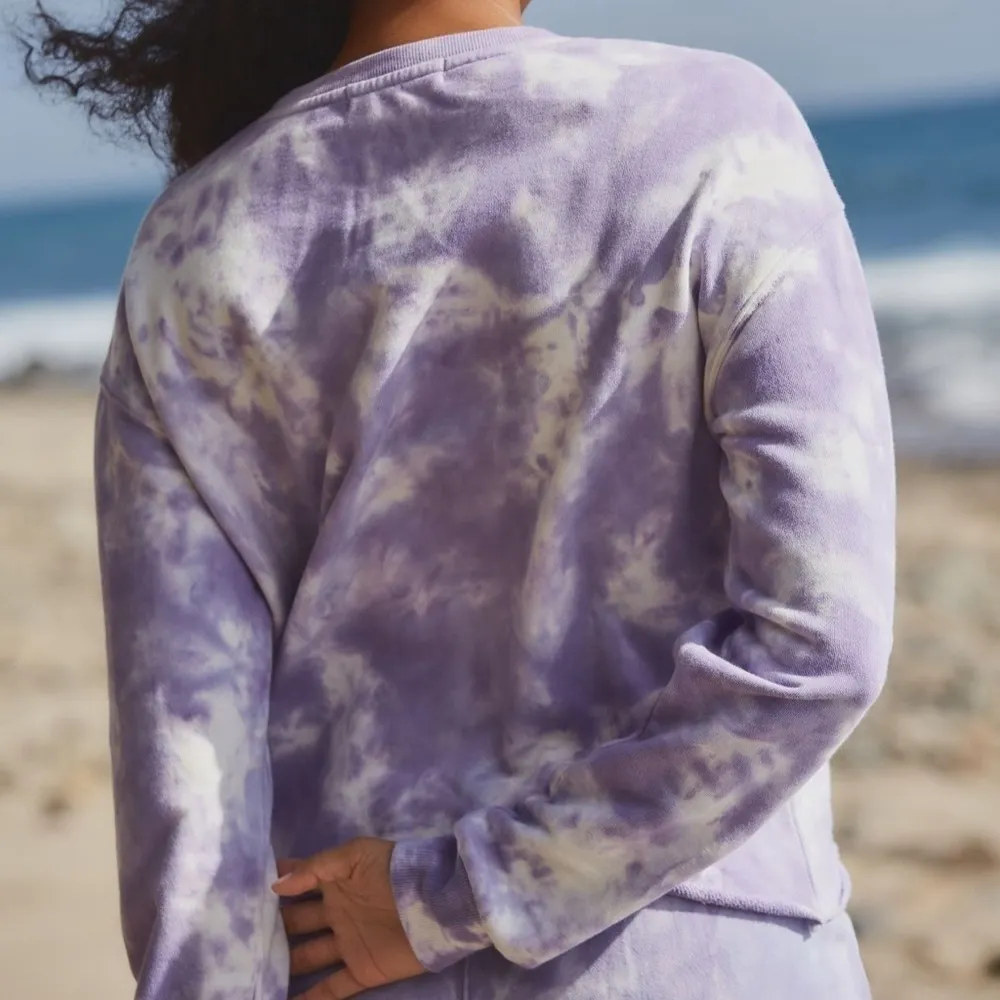 NWT Spiritual Gangster Peace Mazzy Crop Sweatshirt Relaxed l Lavender Tie-Dye M - Image 4