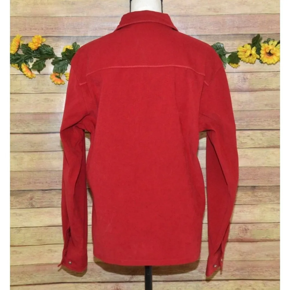 Wrangler Riata Ladies L Red Heavy Shirt Shacket Button Front Western Cowgirl - Image 8