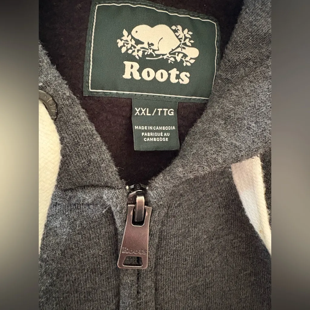 ROOTS Gray Zip Down Hoodie Sweatshirt Jacket - Image 5