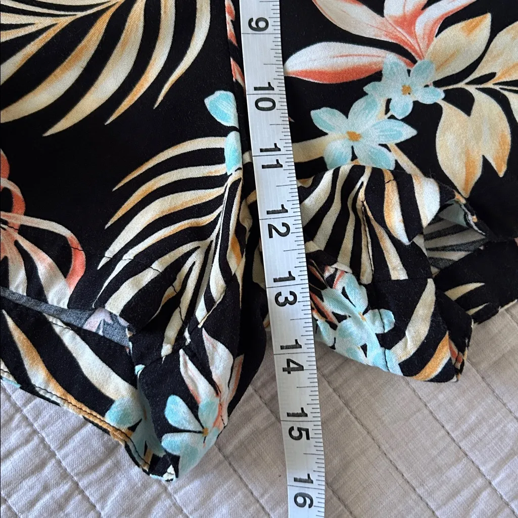 Rip curl black floral tropical pull on elastic waist lounge beach shorts XS - Image 6