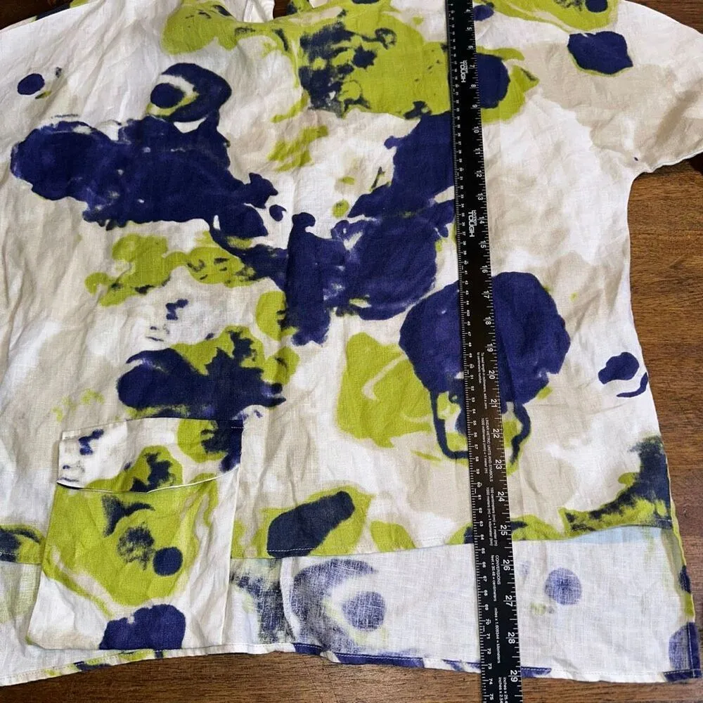 IC by Connie K Linen Printed Blouse White Size M - Image 7