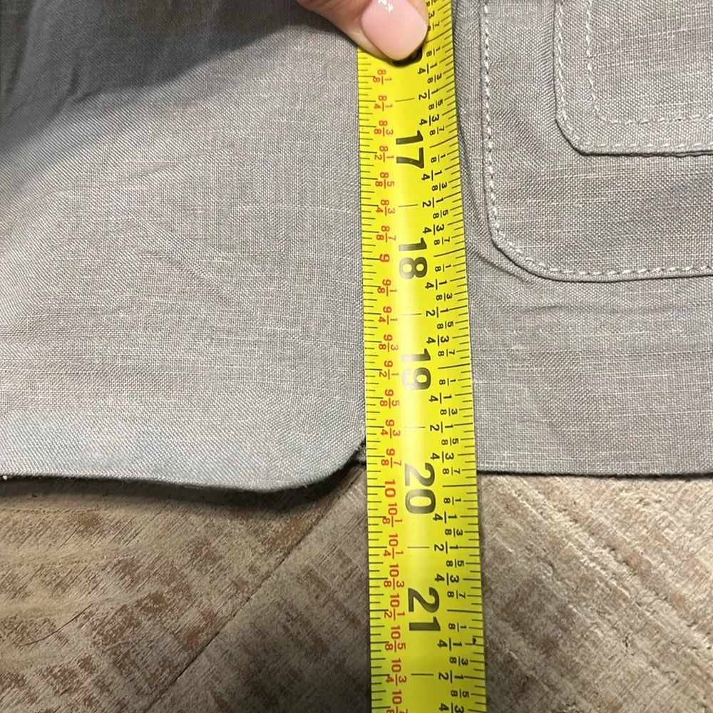 LARRY LEVINE Linen Blend Cape Jacket Women's LARGE Grey Coat Long Sleeve - Image 7