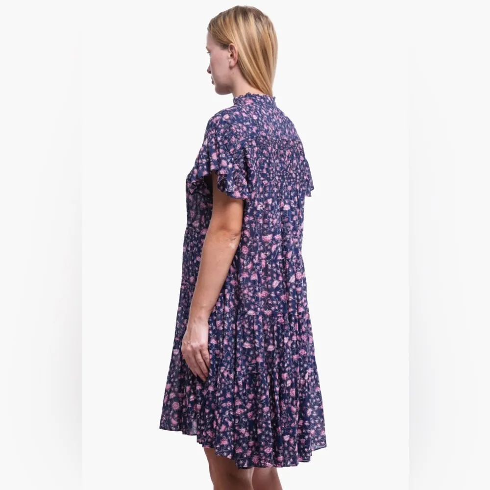 Isabel Marant Purple ÉTOILE Dress Floral Short Sleeve Lanikaye Midnight - Image 2