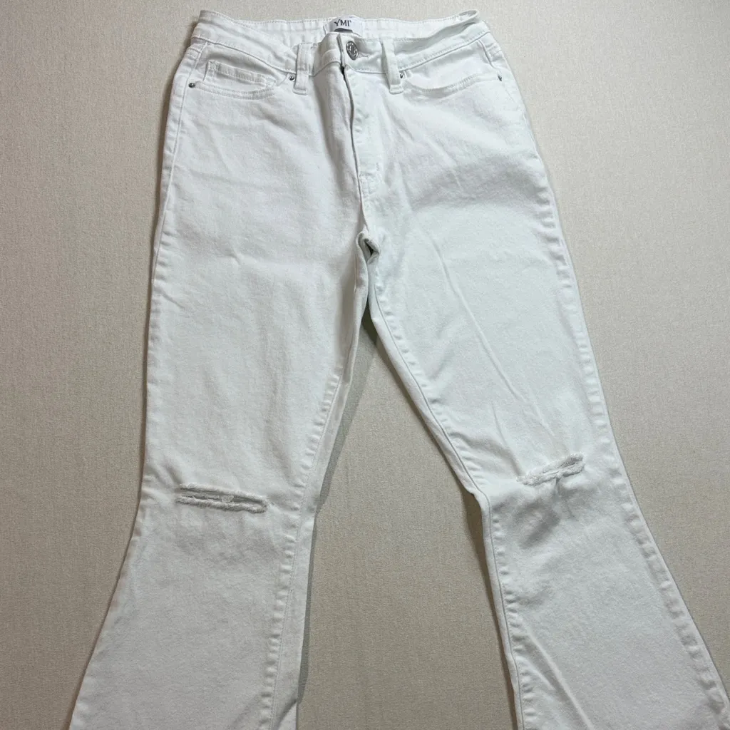 YMI Crisp White Wide Leg Jeans - Image 3