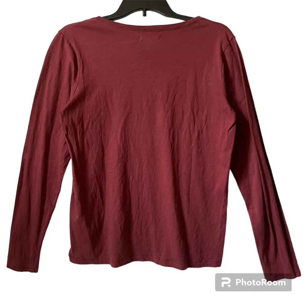 Madewell Longsleeves Shirt Women’s Size Medium Marooon Cotton Tee Shirt - Image 4