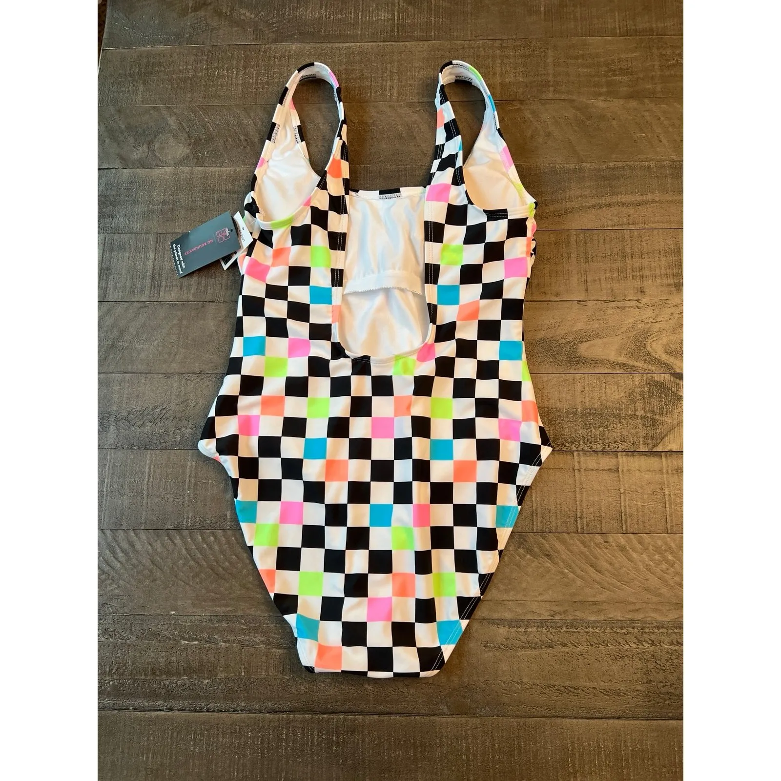 No Boundaries NWT  Junior Cheerful‎ Chess One Piece Swim Suit Size L (11-13) - Image 4