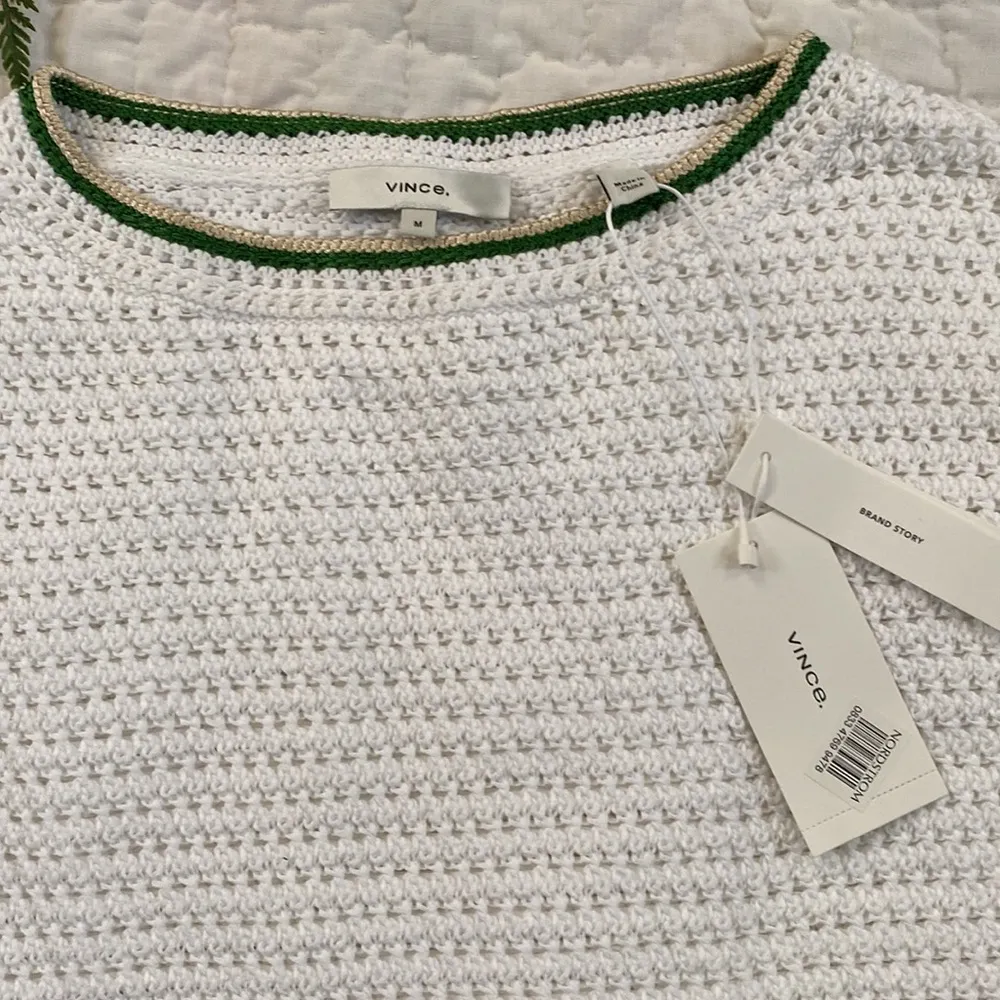 Vince Crochet Contrast Tipping Crew Neck Top - Image 4