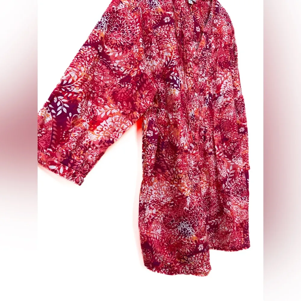 Catherine's Top Women's Size 2x 100% Cotton Lightweight Orange Red Button - Image 2