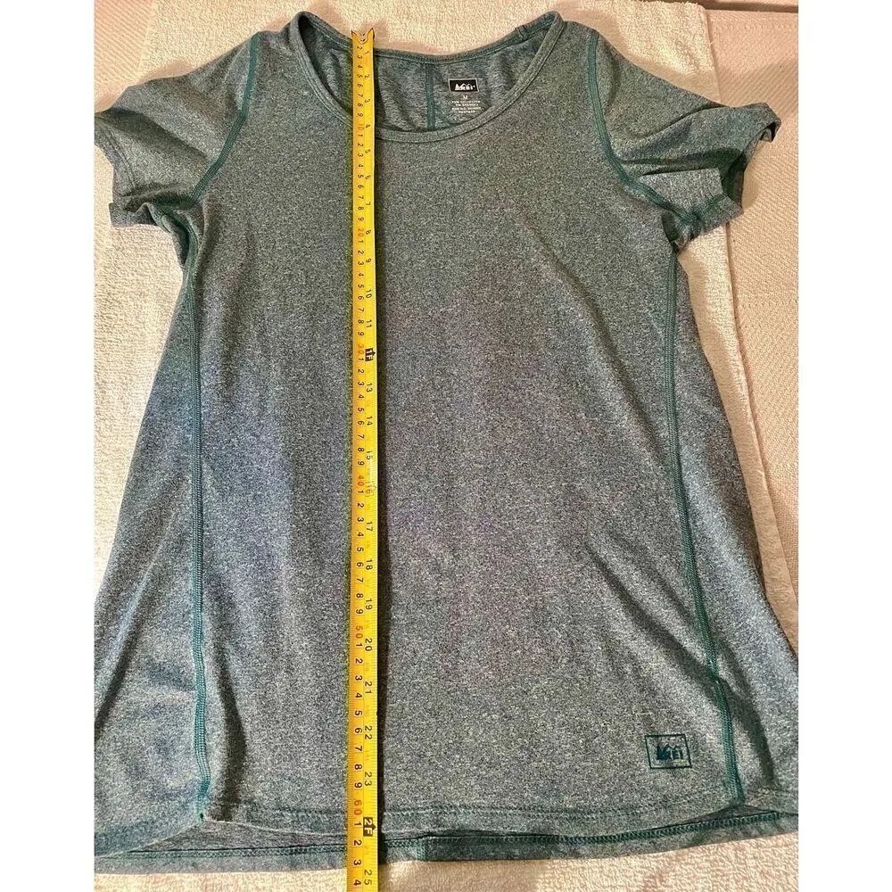 Women's REI Athletic Hiking Short Sleeve Shirt Polyester Spandex Sz Med Blue - Image 6