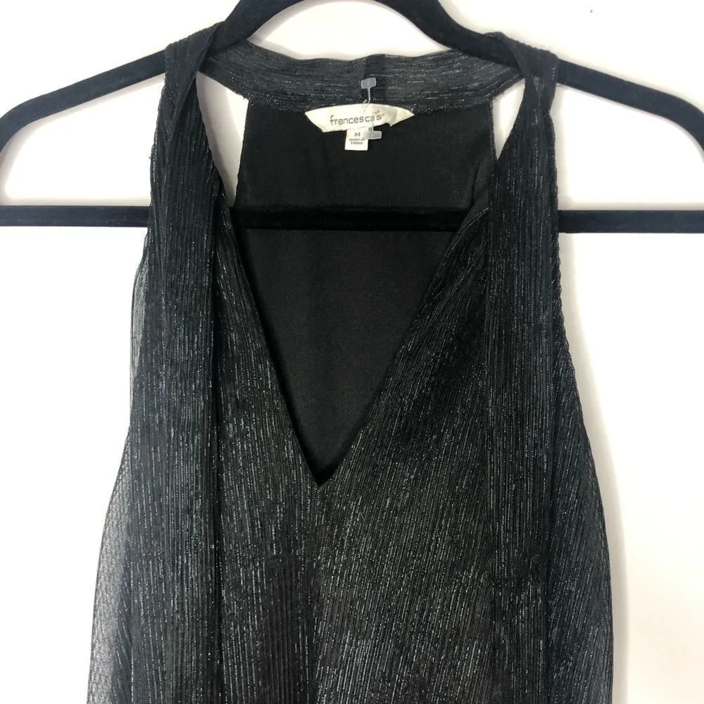 Francesca’s Black Shimmer Ruffle Dress - Image 3