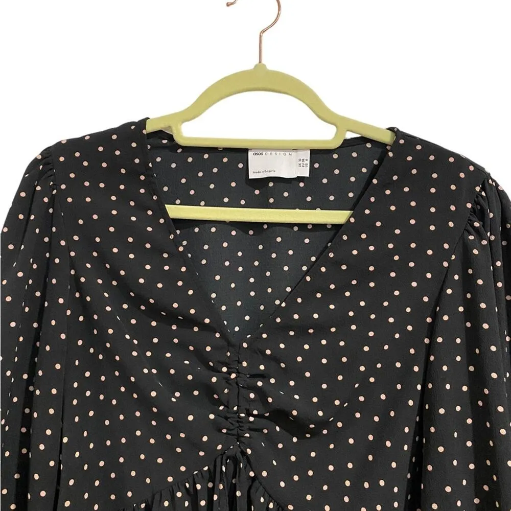 Asos Black Polka Dot Blouse Sz 6 - Image 2