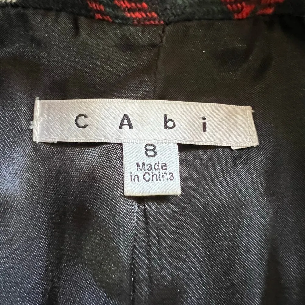 CAbi Womens Double Breasted Wool Blend Coat Jacket Plaid Red Black White Size 8 - Image 11