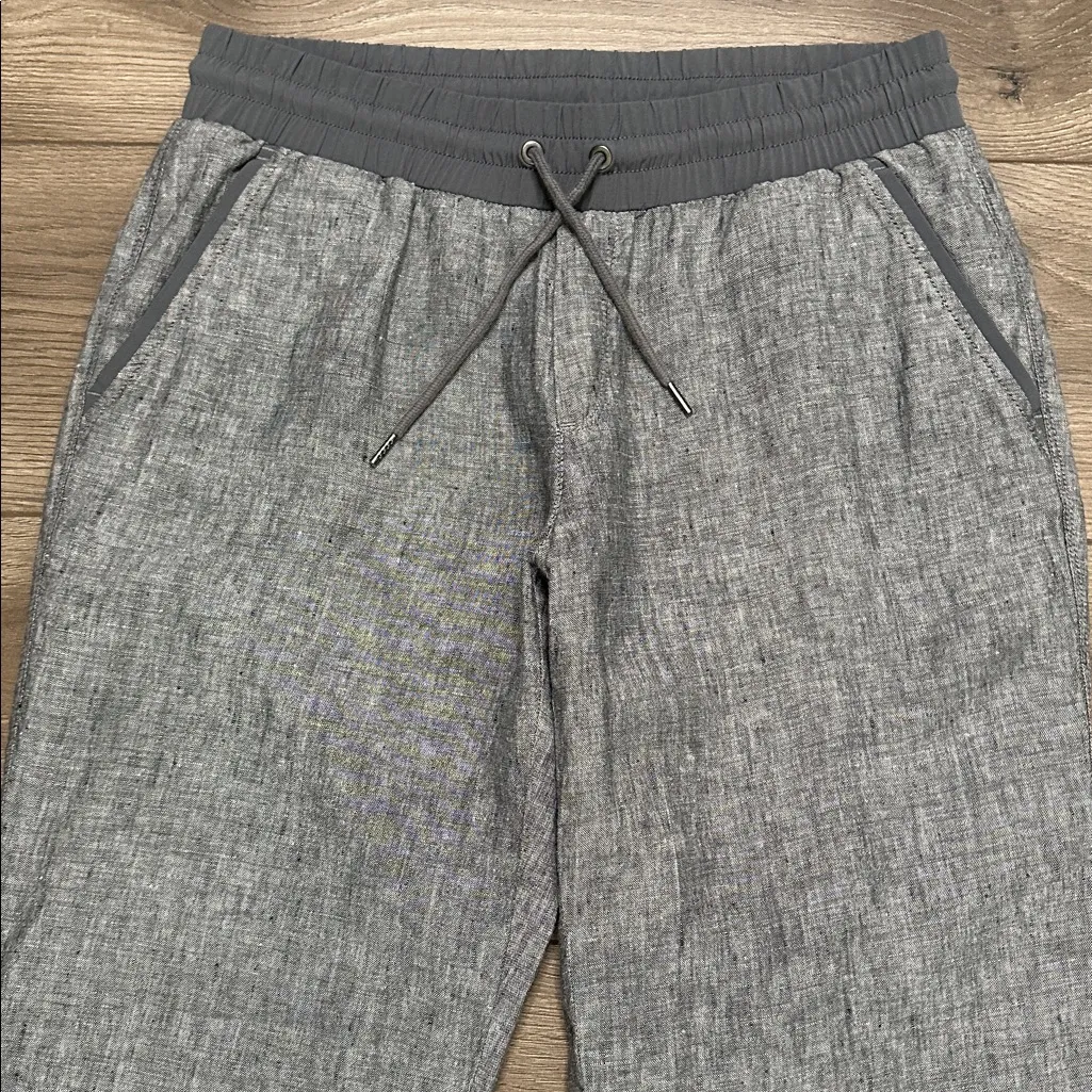 Athleta Bali Linen Ankle Pants Mid Rise Casual Flint Grey Heather Size 8 Tall - Image 2