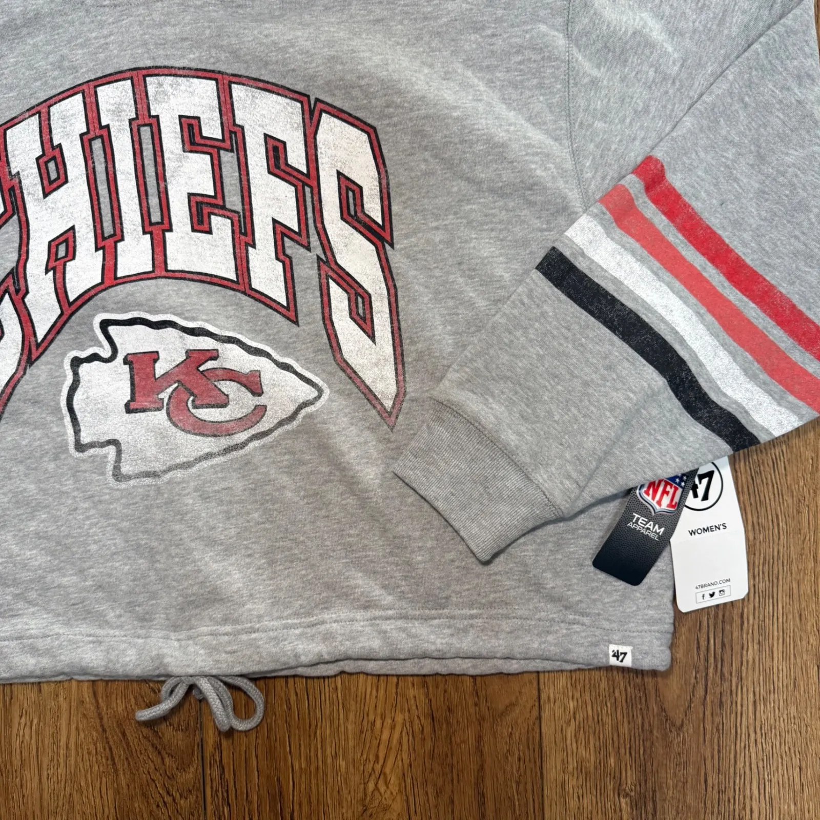 NWT Kansas City Chiefs '47 Heather Gray Pullover Hoodie Womens XL NFL Sporty NEW - Image 4
